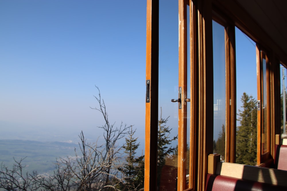 a view of a valley through a window