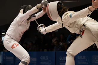 a couple of people competing against each other