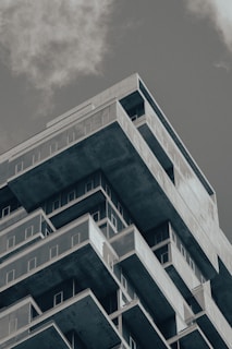 a tall building with balconies and balconies on it