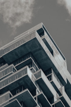 a tall building with balconies and balconies on it