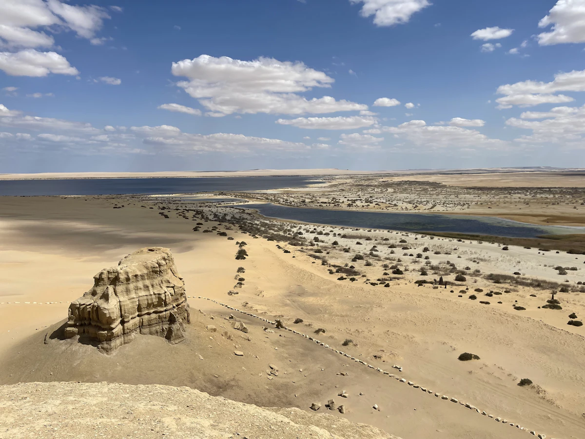 Desert cliff above a lake in Fayoum