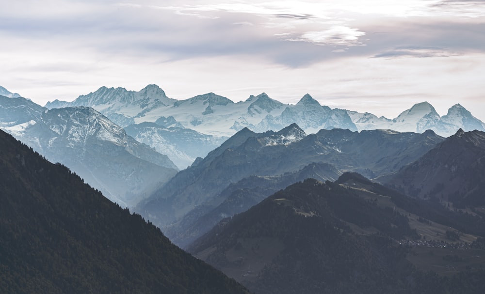 a view of a mountain range from a distance