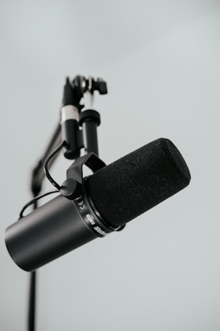a microphone with a tripod attached to it