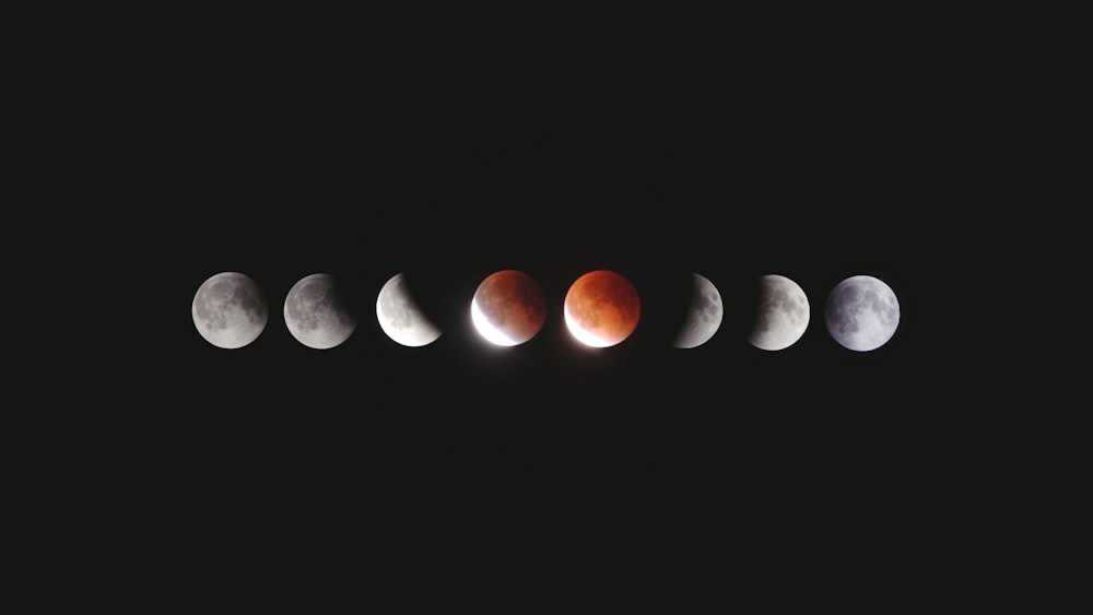 a row of phases of the moon