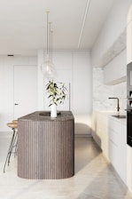 A beautifully finished cherry wood kitchen island with sleek cabinetry and subtle epoxy accents.