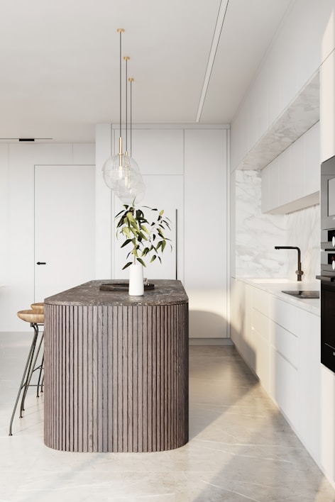 A stylish kitchen island showcasing modern design.