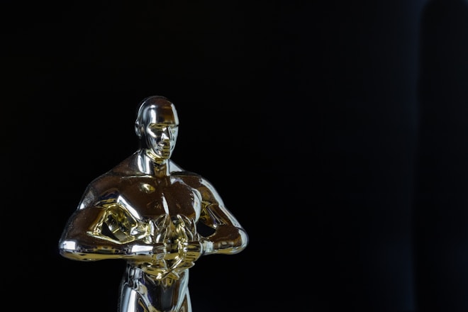 a gold and silver statue