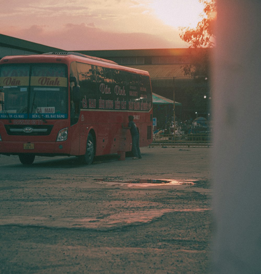 a bus parked in a parking lot