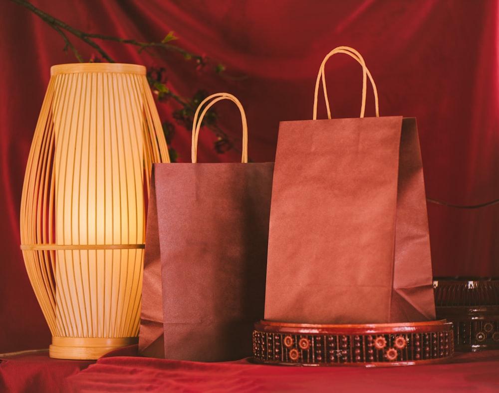 a group of purses on a table