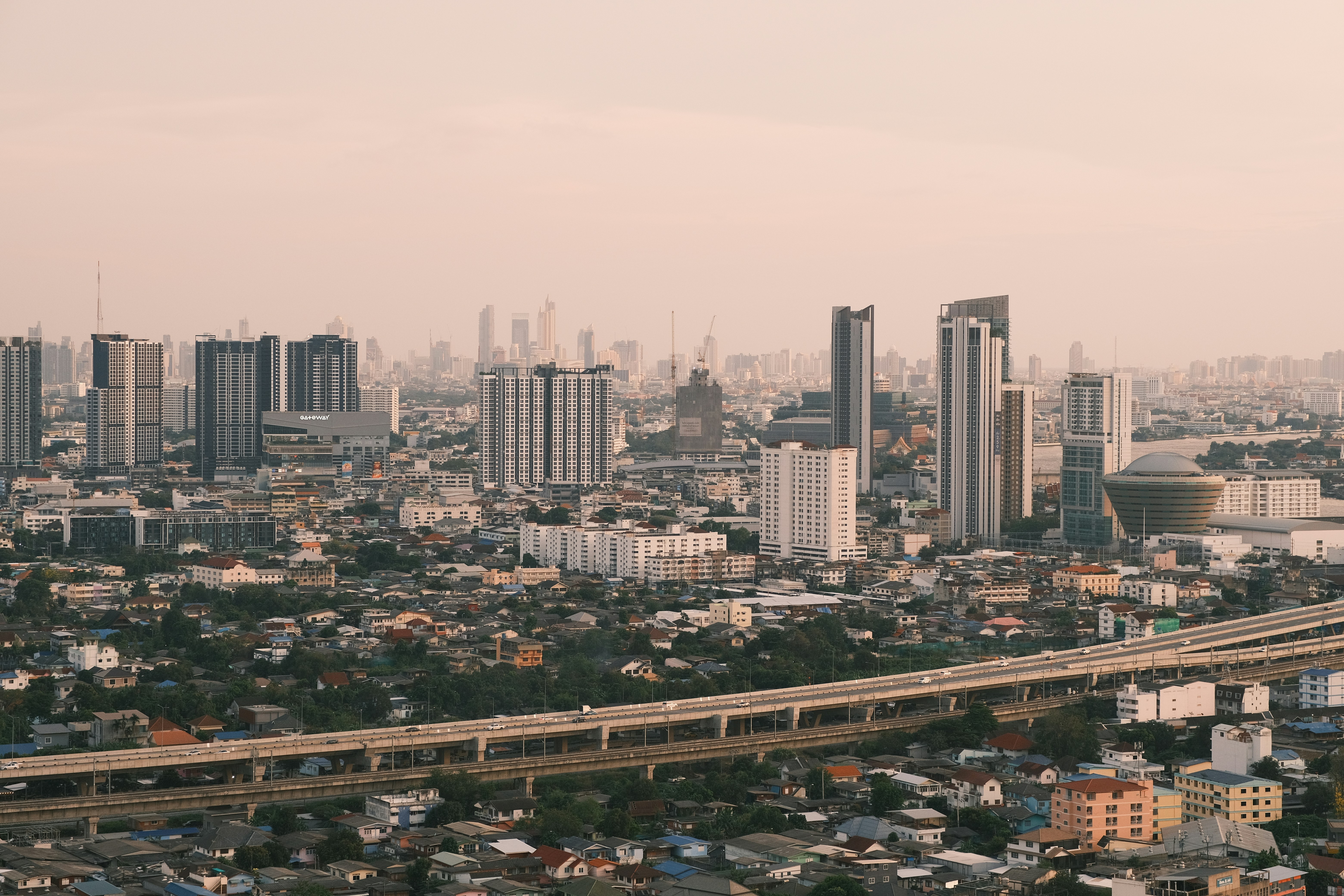 a city with a river running through it