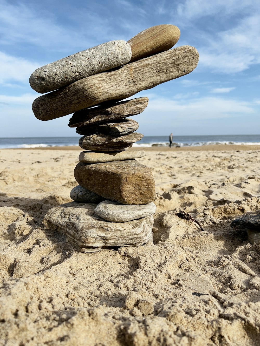 a stack of rocks on a beach