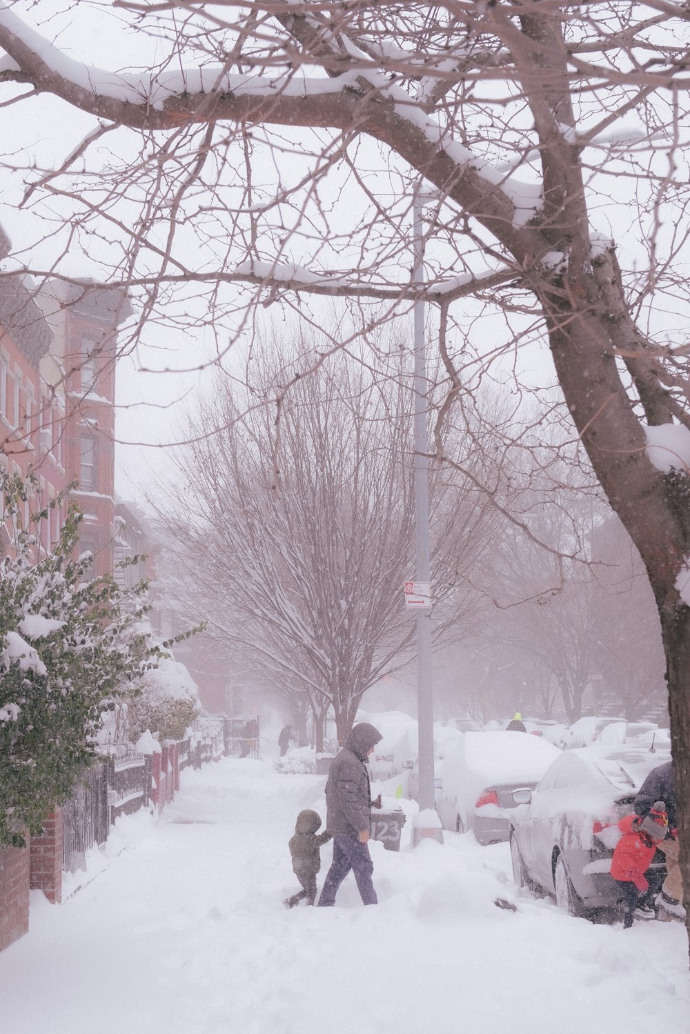 a person walking in the snow