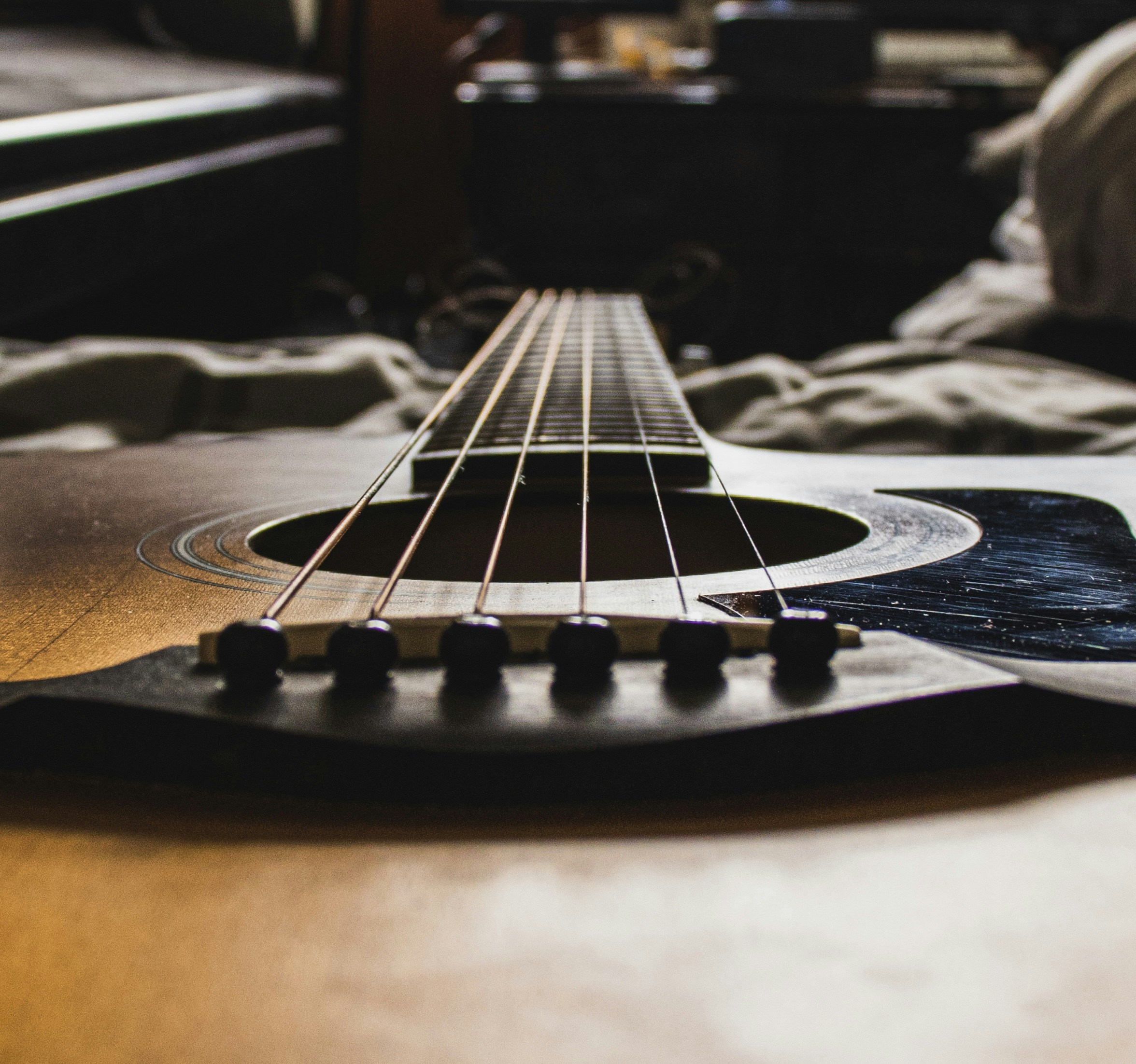 a guitar on a table