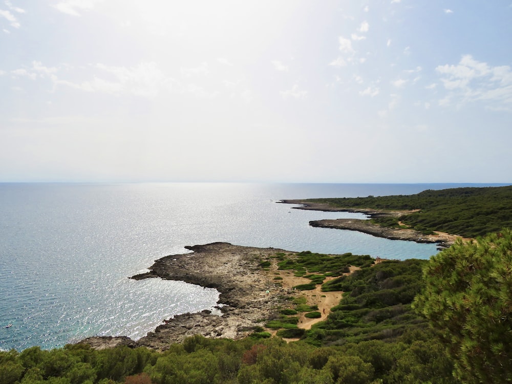 a body of water with trees and hills around it