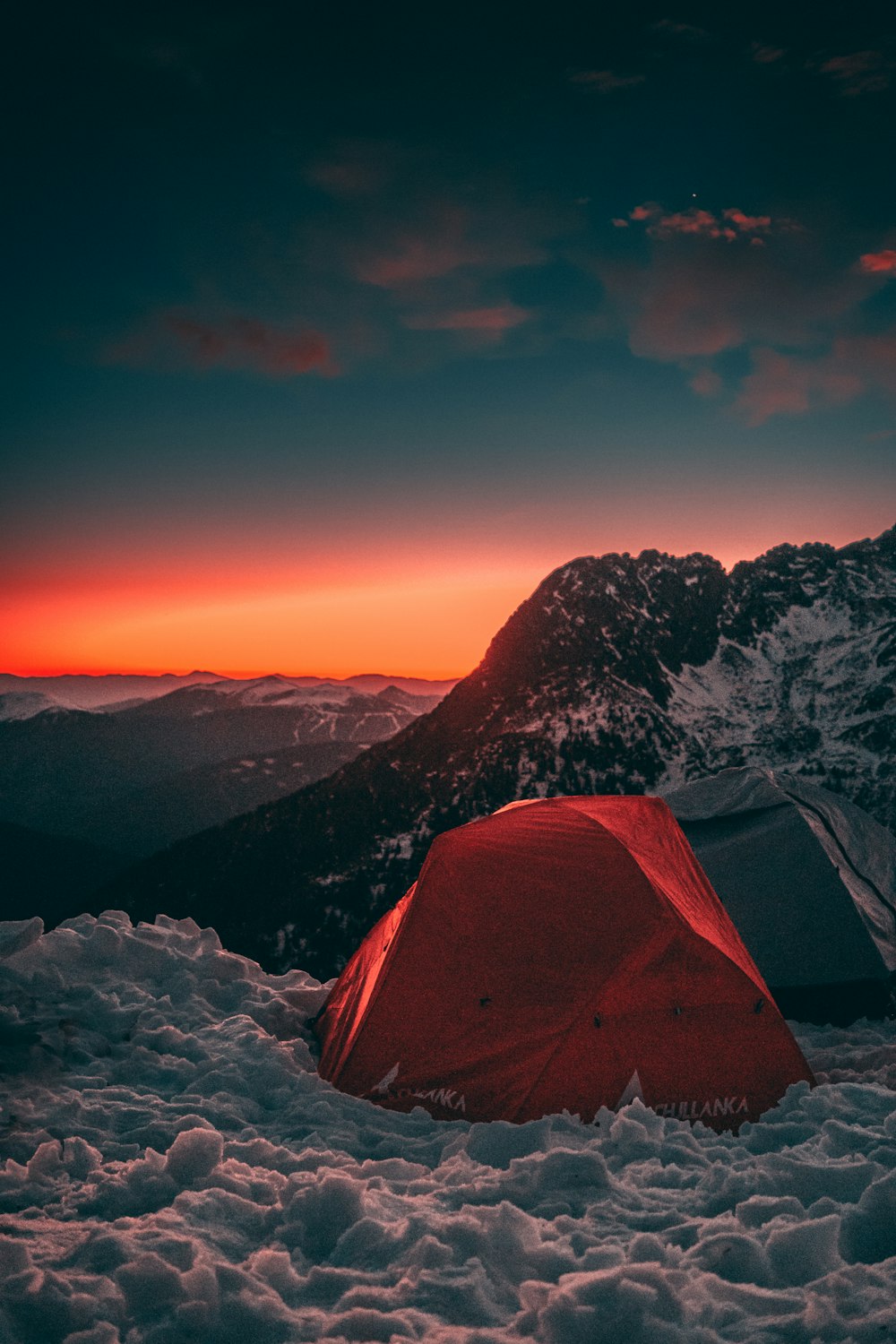 a tent in the snow