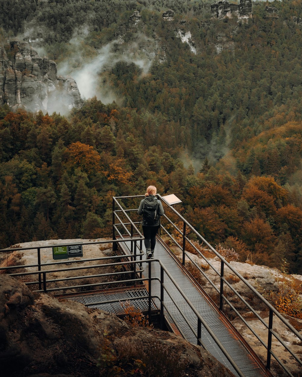 a person standing on a bridge