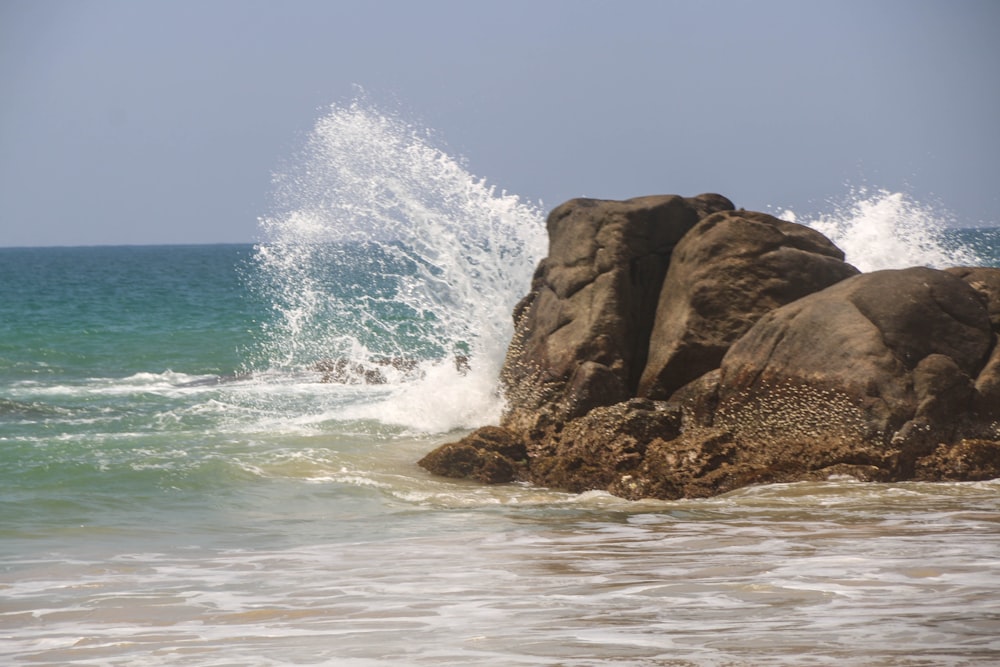 waves crashing against rocks