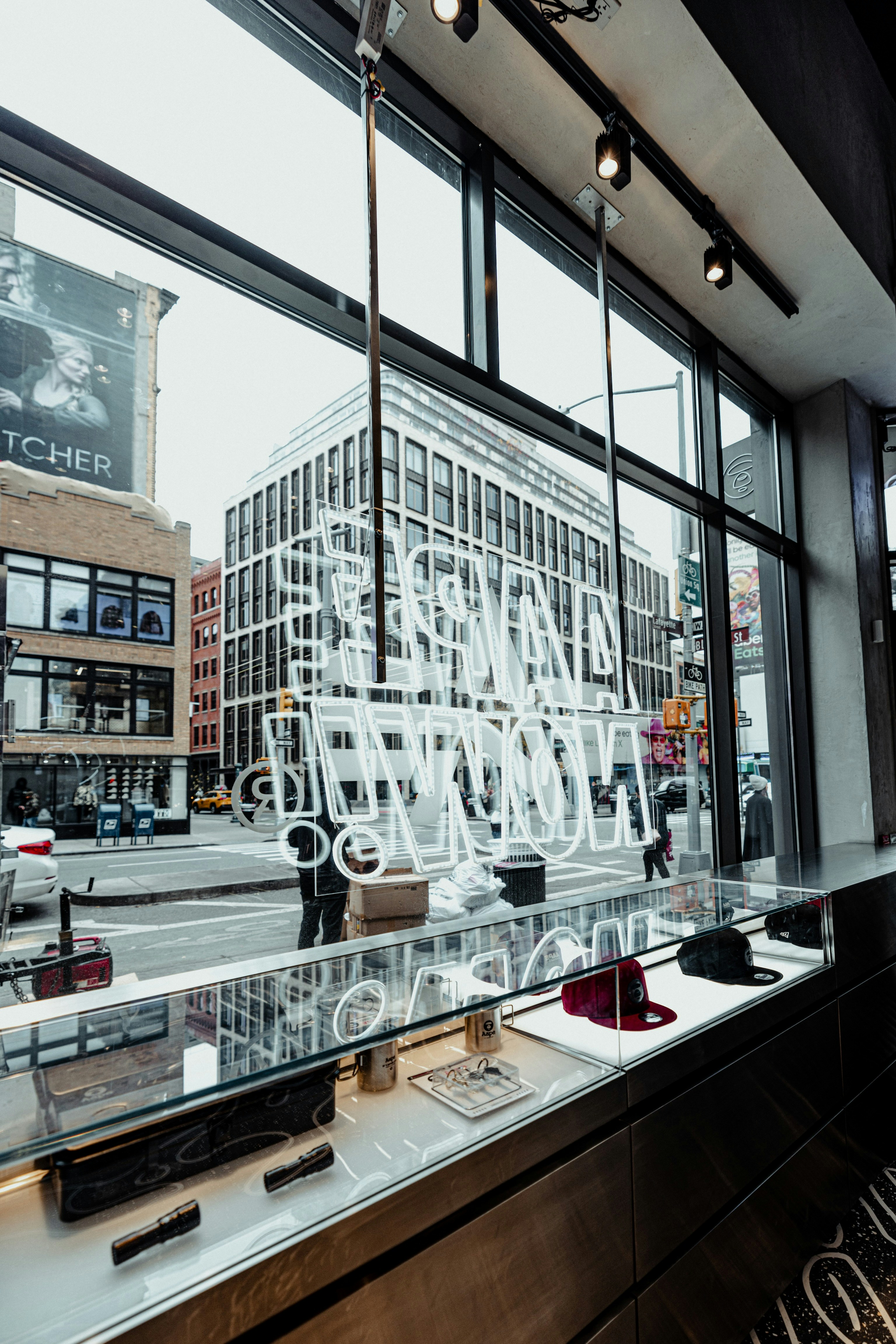 a glass building with a glass front