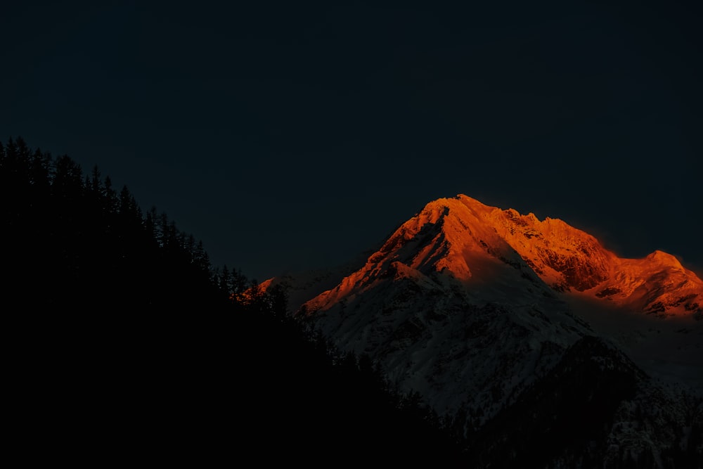 a mountain with snow