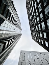 a low angle view of tall buildings