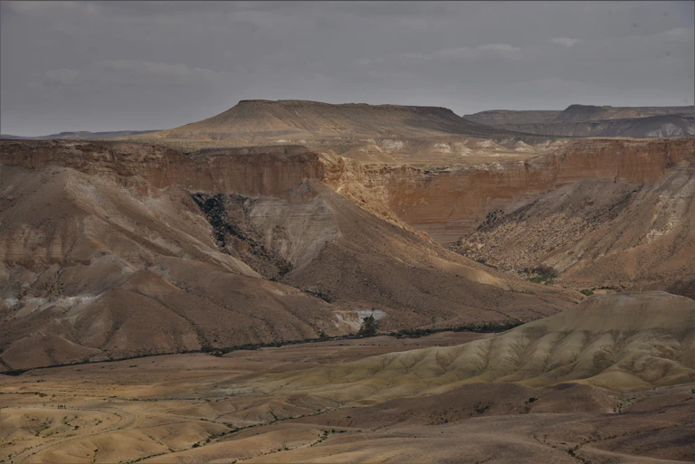 Carretera y paisaje del desierto del Néguev