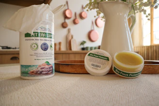 a group of containers on a counter