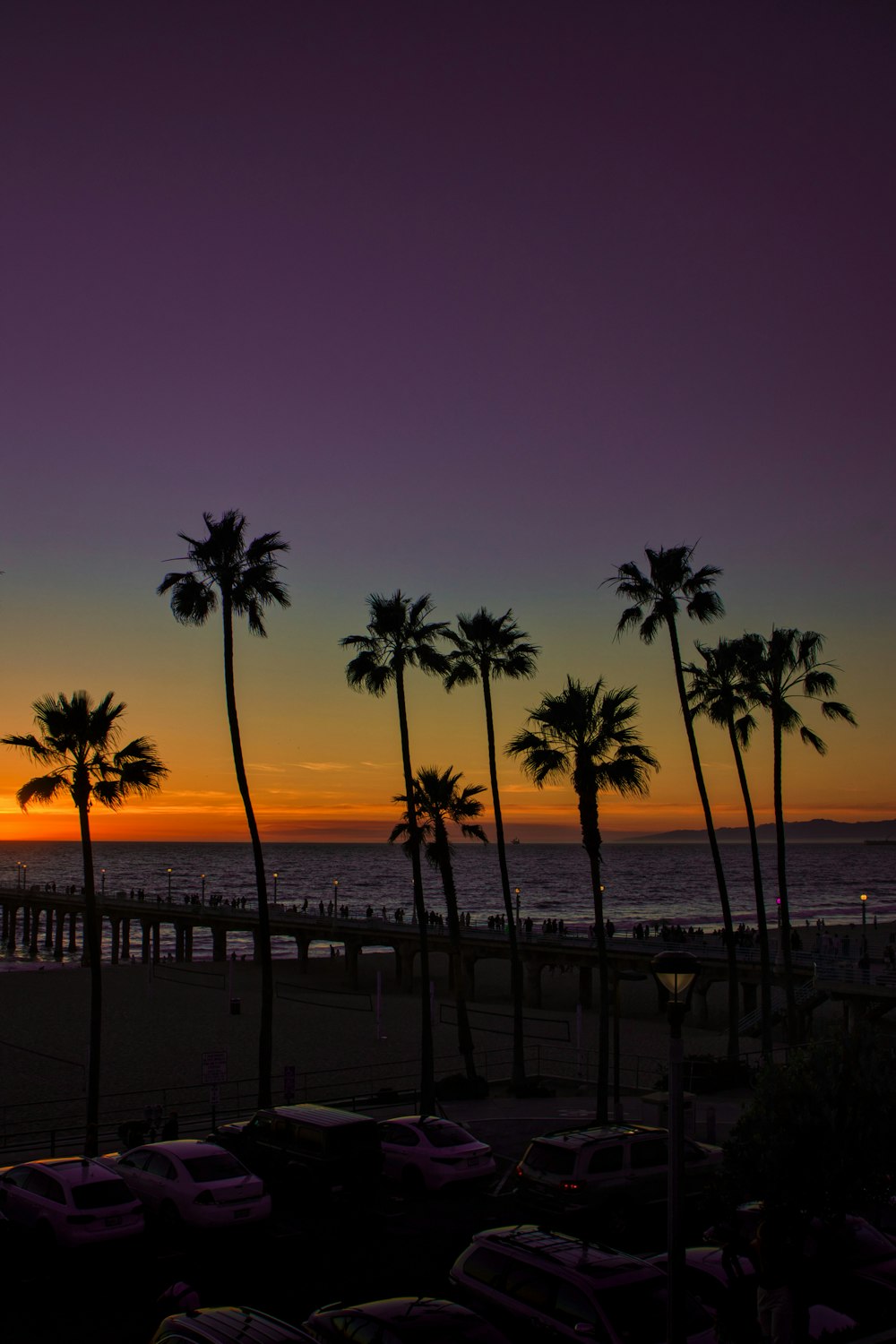 a sunset over a beach