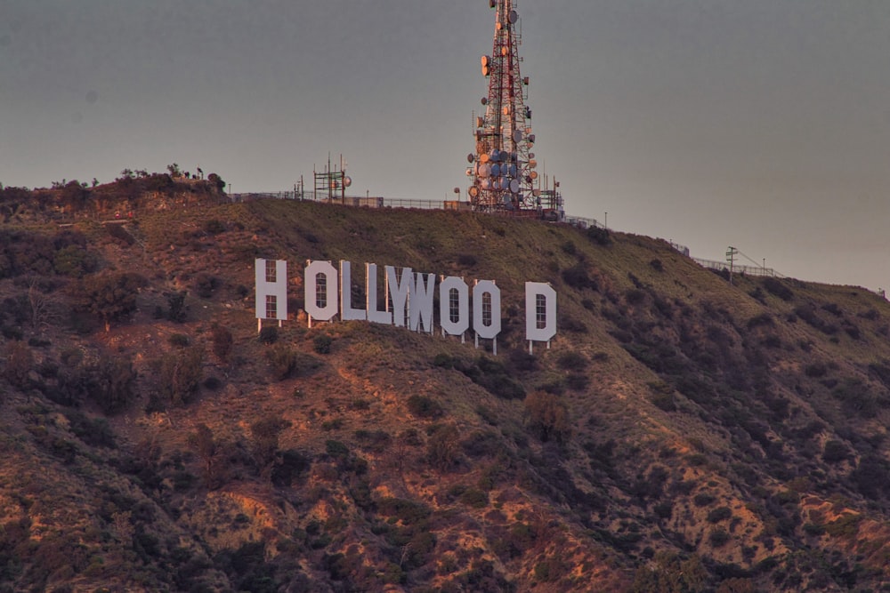 a large hill with Hollywood Sign on it