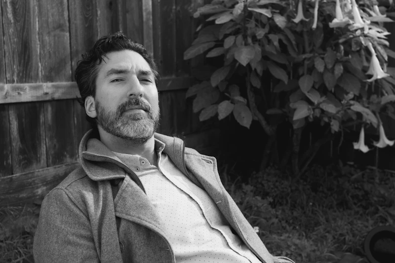 a man sitting outside