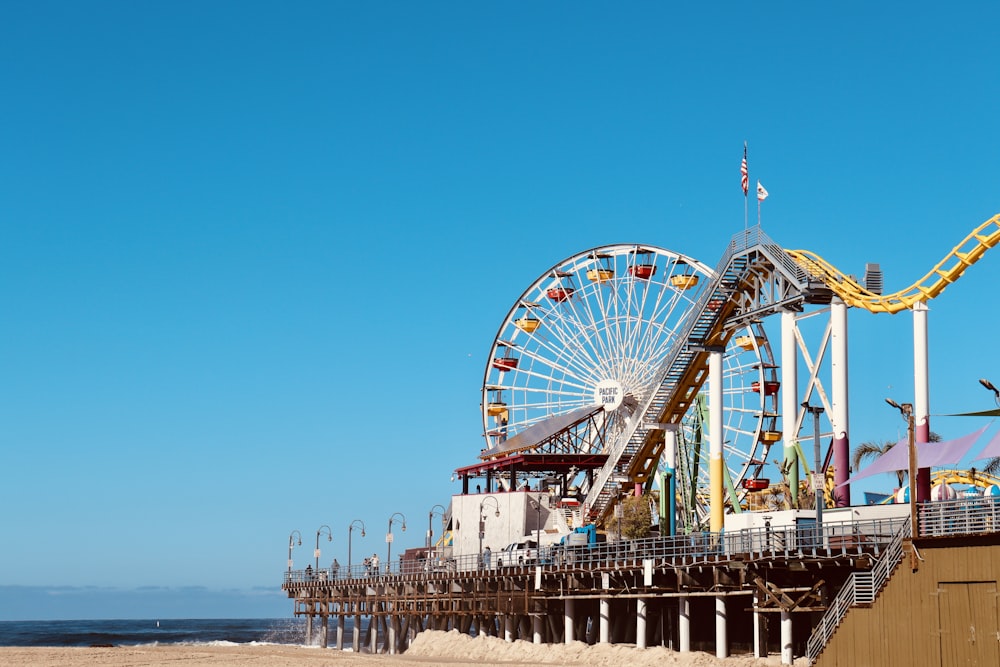 a roller coaster on a beach