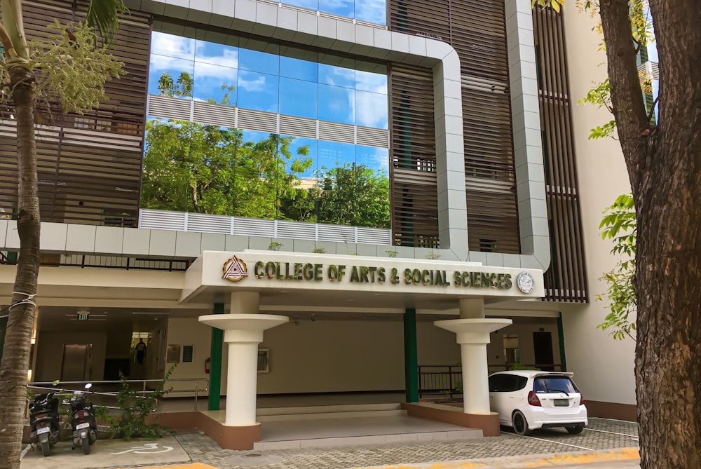 a building with a sign on the front