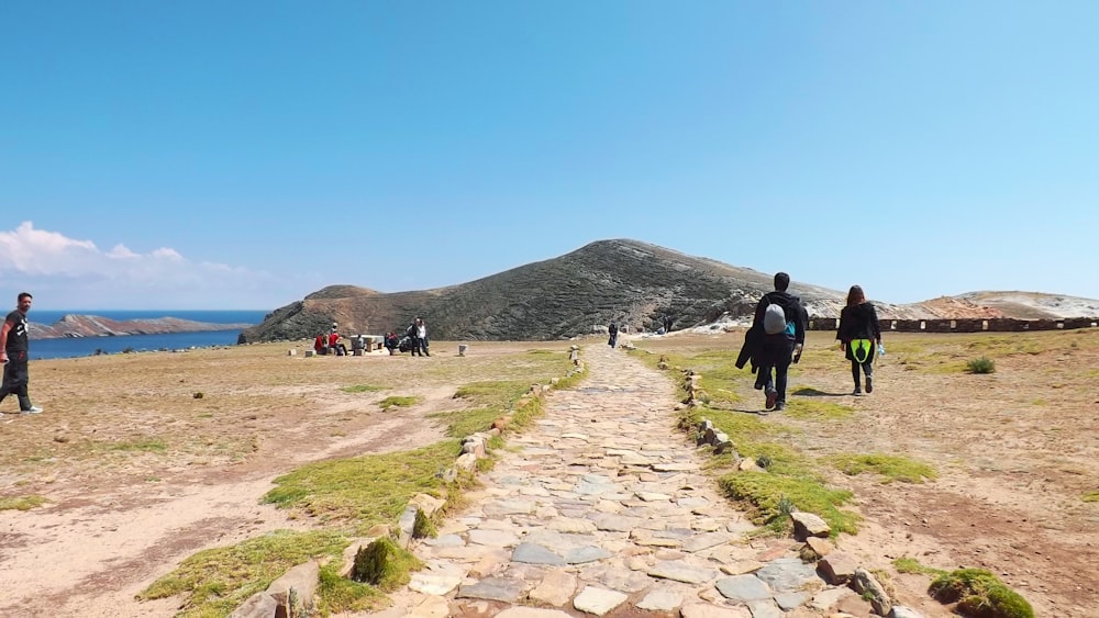 people walking on a path