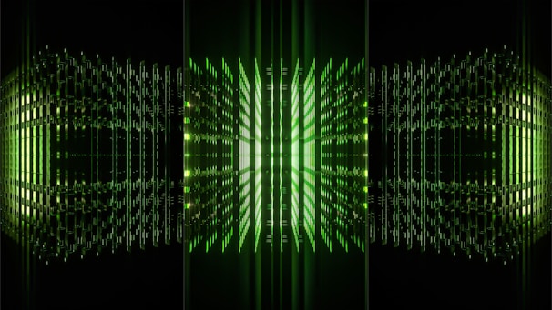 Futuristic digital network with glowing blue and violet circuit lines on a dark background.