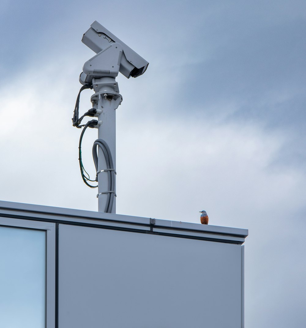 a satellite dish on top of a building