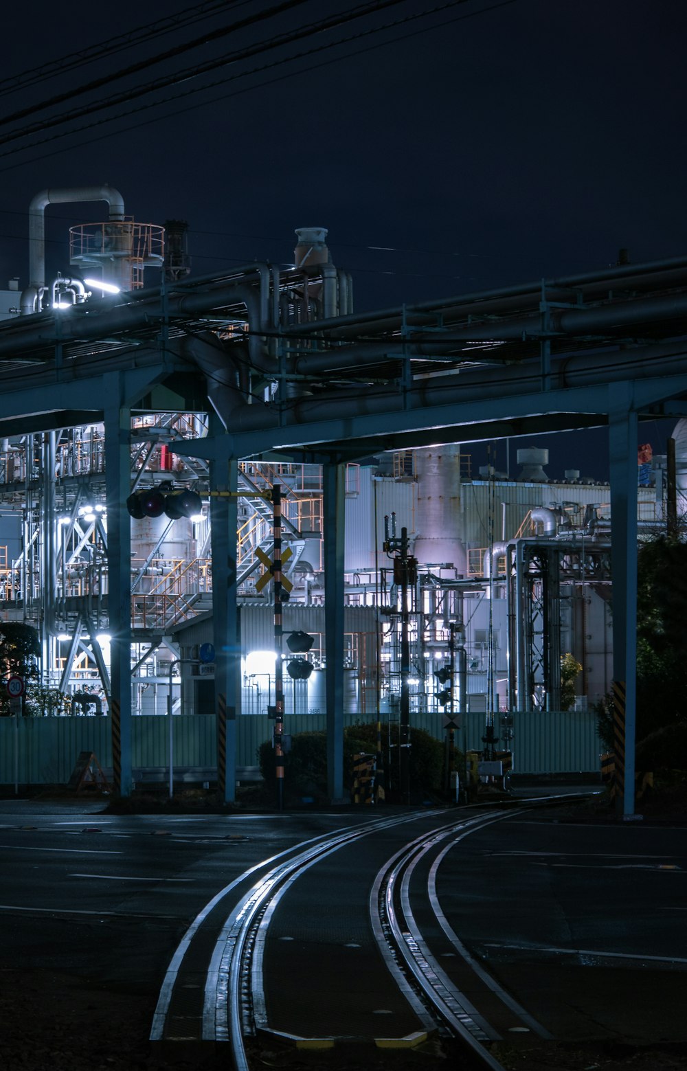 a train station at night