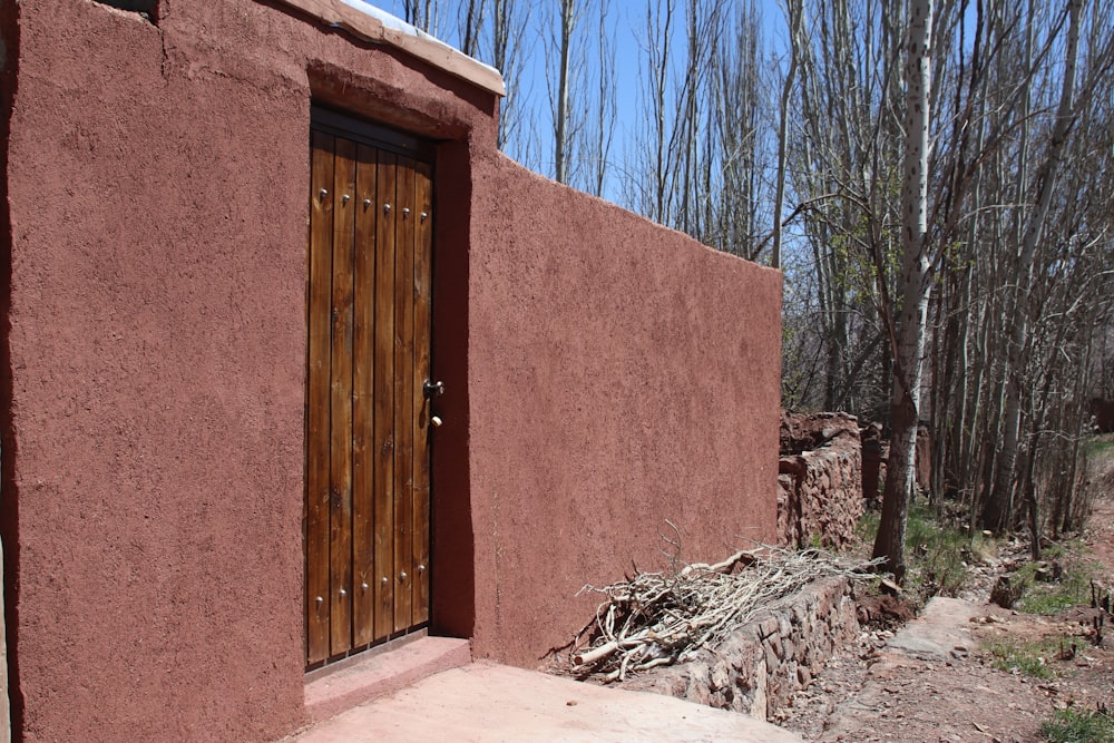 a red building with a door