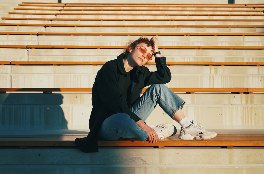 a person sitting on a bench