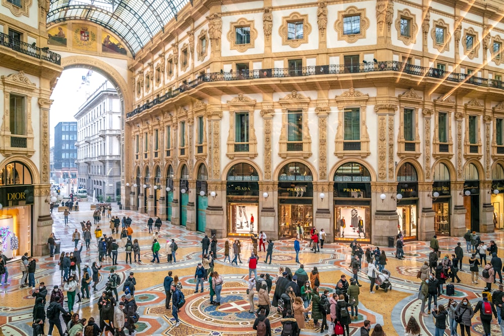 a large group of people in a large building