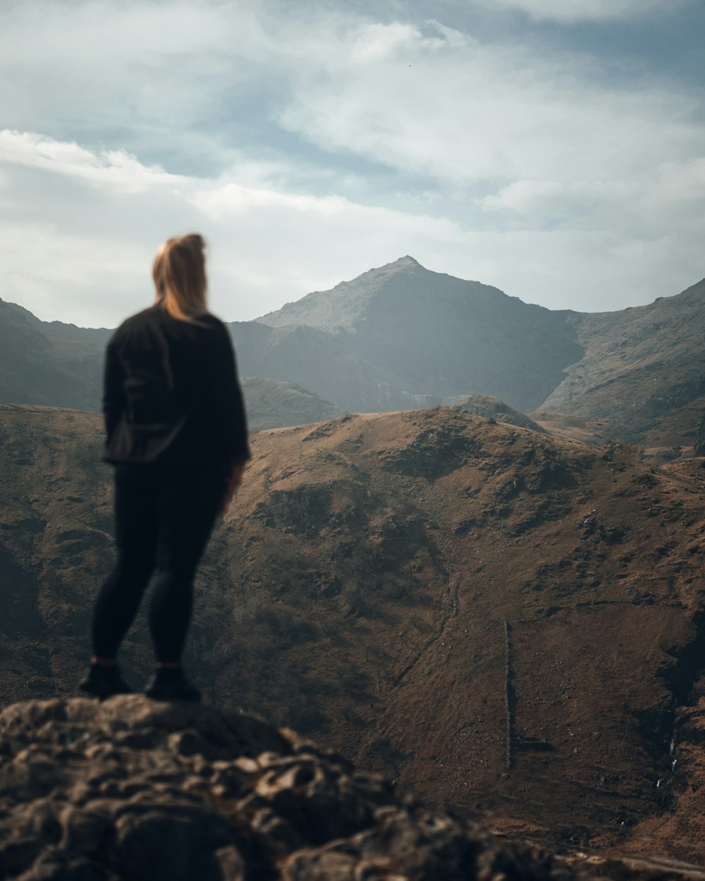 a man standing on a rocky hillside