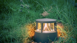 A stunning outdoor light fixture illuminating a modern patio.