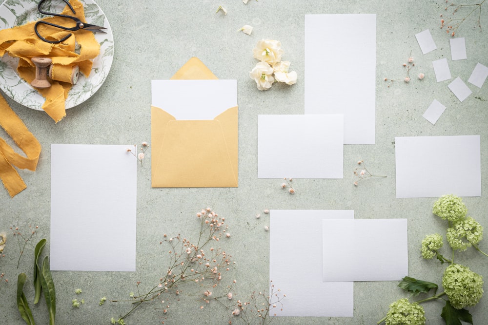 a group of white squares on a concrete surface