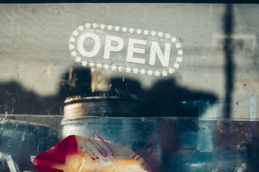 a sign on a window