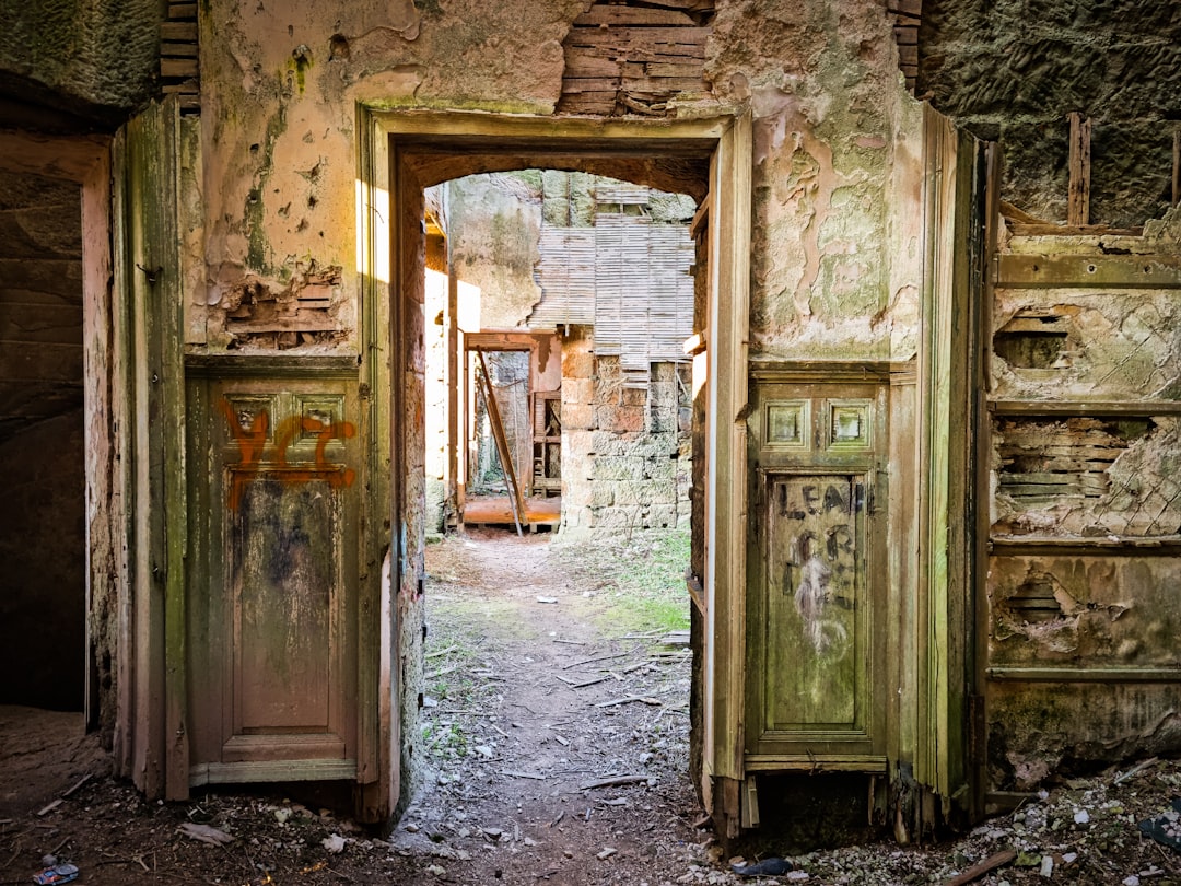 a room that has been destroyed, Dalquhaan Castle interior