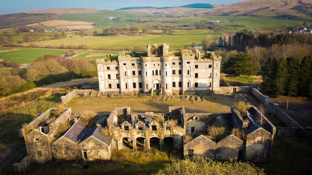 a large building on a hill