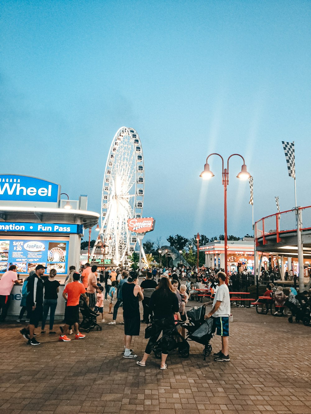 a crowd of people at a fair