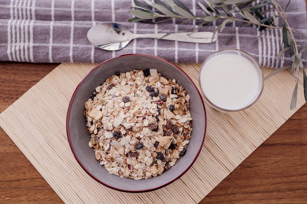 a bowl of cereal with milk