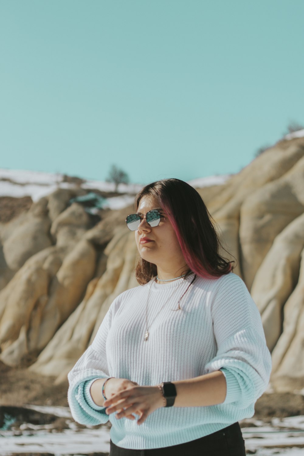 a woman wearing sunglasses