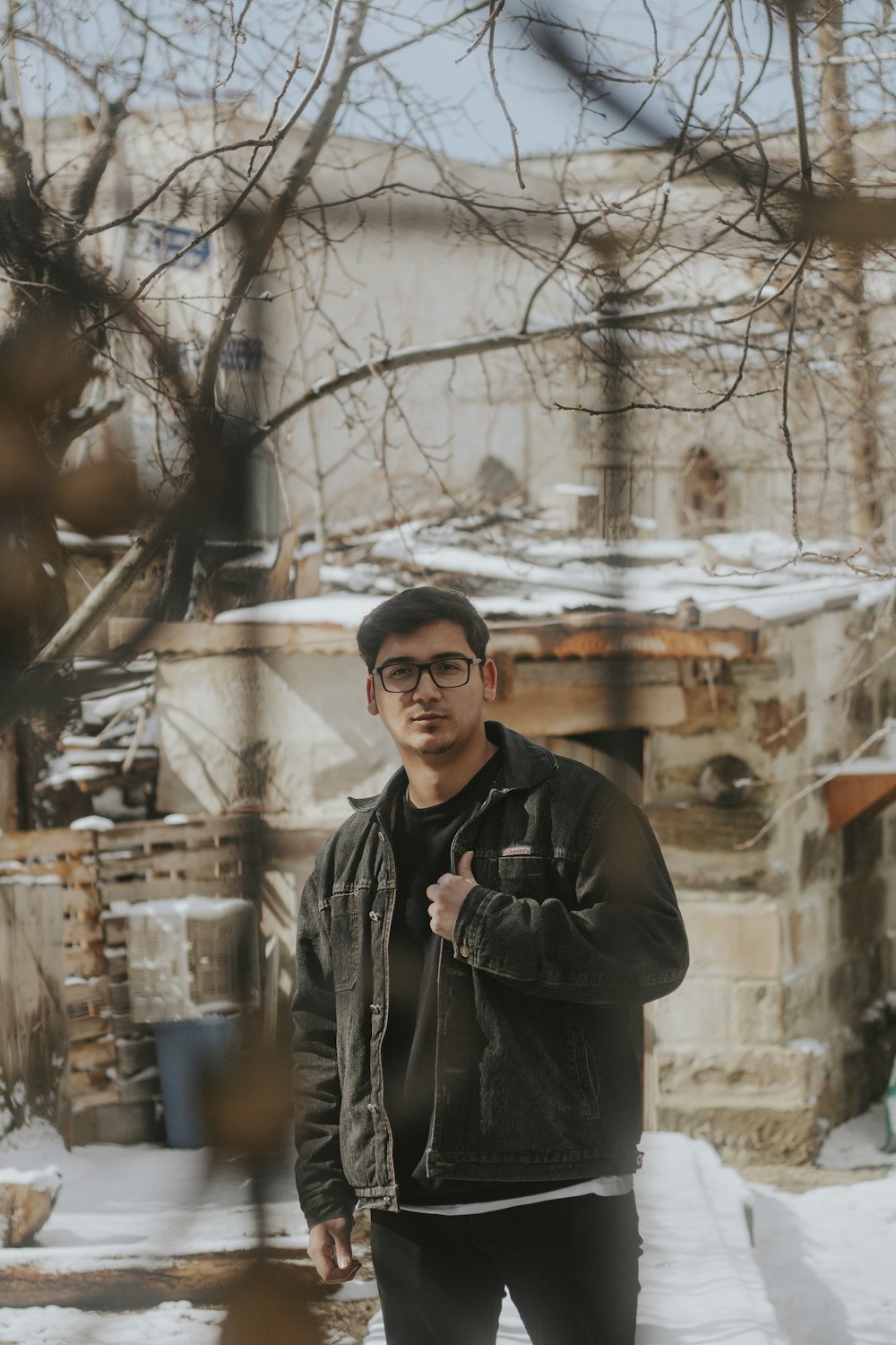 a man standing in the snow