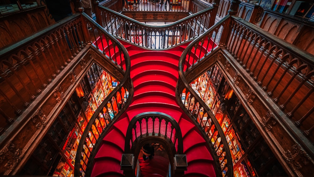 a spiral staircase in a building
