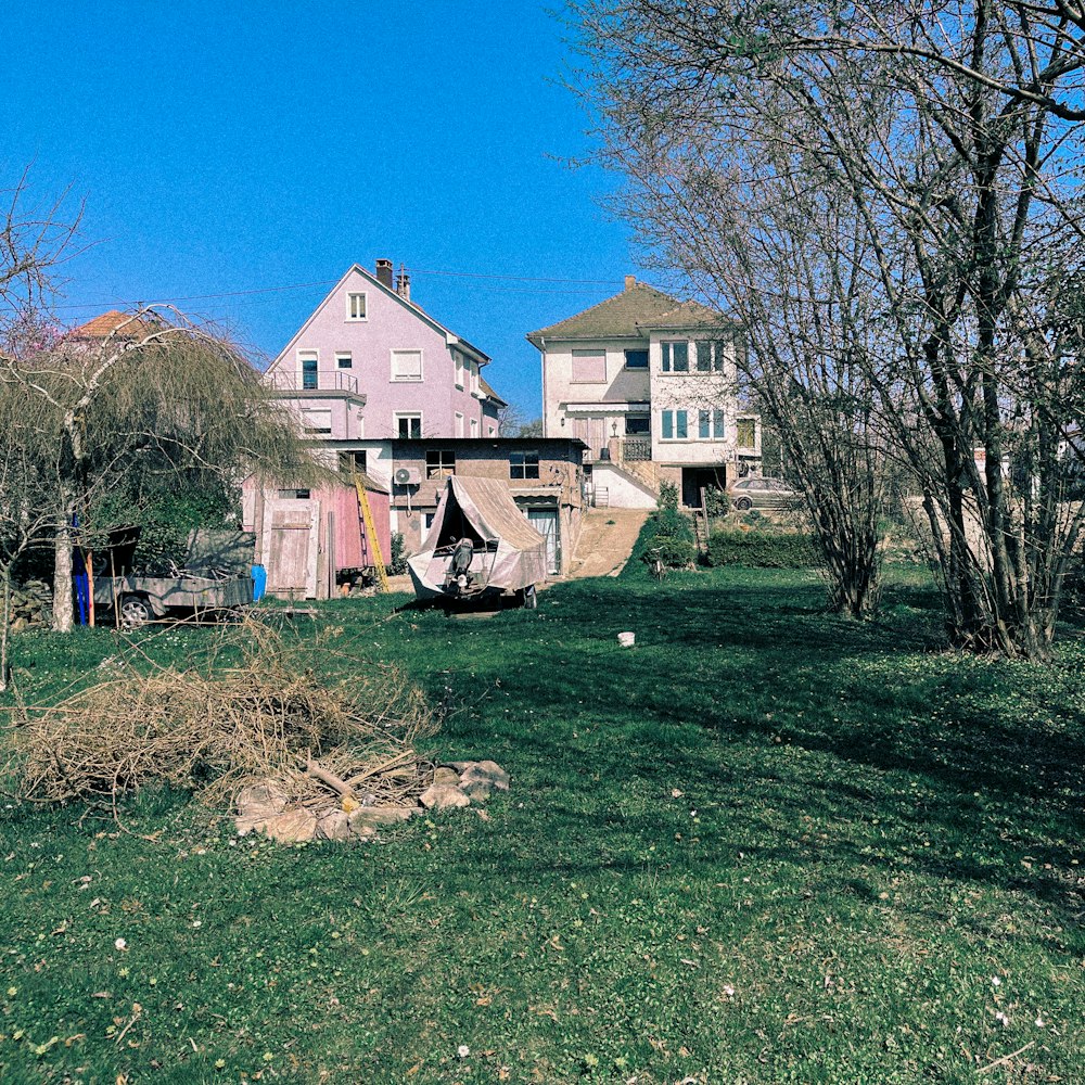 a house with a yard and trees